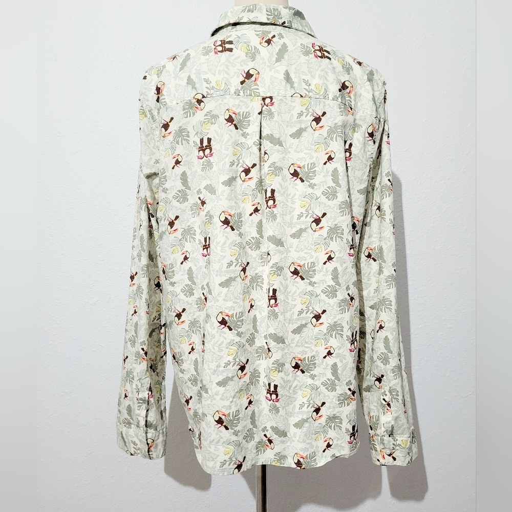 Croft & Barrow Toucan Print Button-Front Shirt Woman Plus SZ XXL Tropical Leaf - Picture 6 of 14